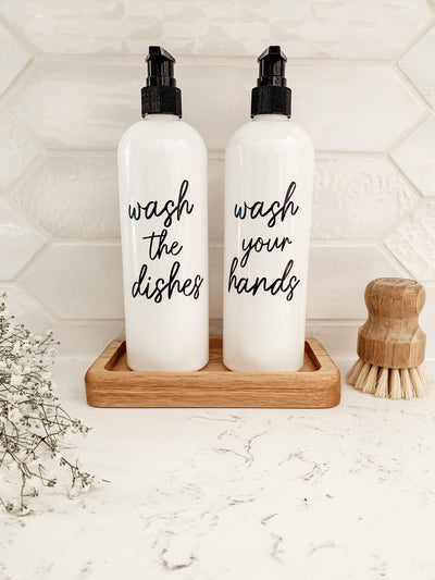 Wash Your Hands & Wash the dishes- 16 oz PLASTIC Soap Dispenser