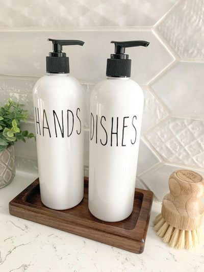 RAE DUNN  Inspired Collection- 16 oz PLASTIC White Hands Dishes Lotion