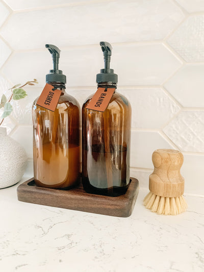 Hand and Dish Soap Dispensers - Leather Tags - 16 oz