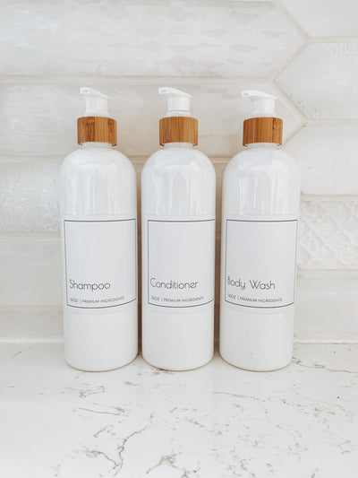 Bamboo Collection - Bathroom Bottle Set- 16 oz