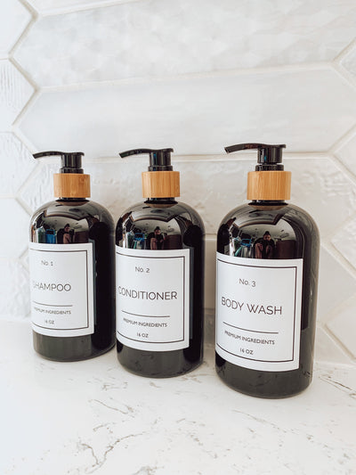 No. Bamboo Collection - Bathroom Bottle Set - 16 oz short Bottle